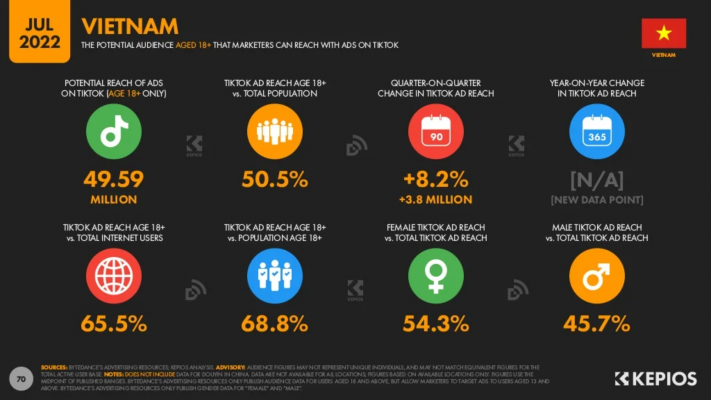 Người dùng TikTok tại Việt Nam năm 2022